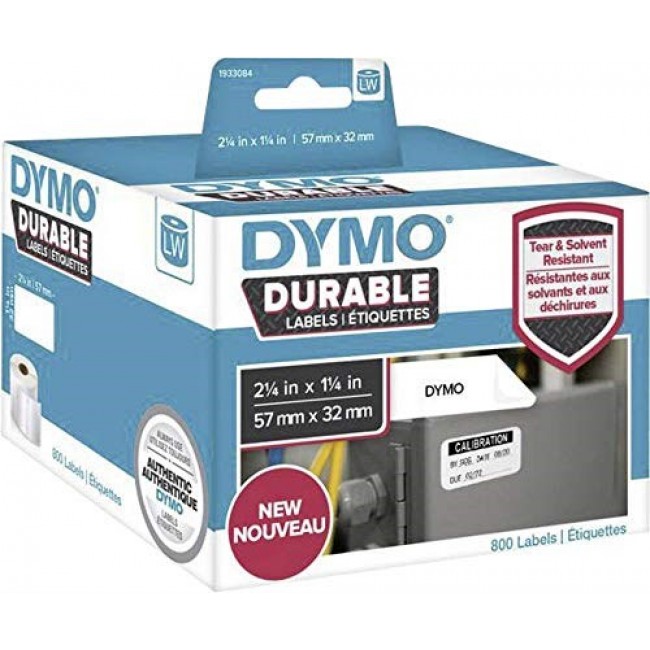DYMO Authentic LabelWriter Durable Labels | 57mm x 32mm | White Poly | 800 Self-Adhesive Labels | High-Performance | For LabelWriter Label Makers