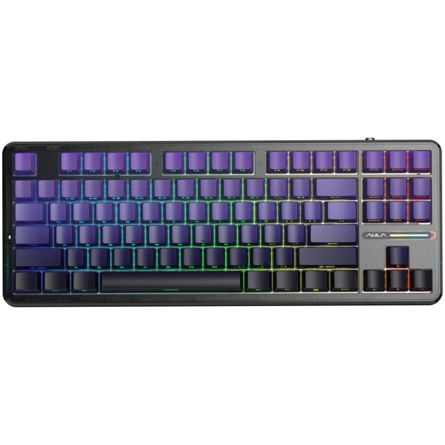AULA Gasket F87 Pro Keyboard Black Purple GrayWoodV4 RGB