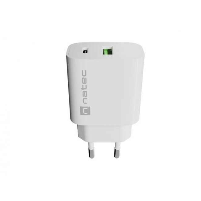 WALL CHARGER NATEC RIBERA 1X USB-A + 1X USB-C 20W WHITE WALL CHARGER NATEC RIBERA 1X USB-A + 1X USB-C 20W WHITE