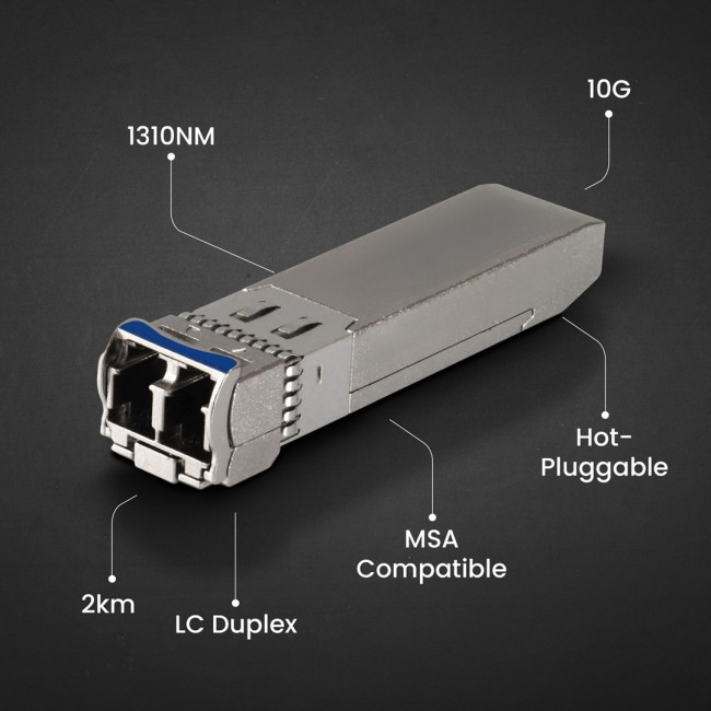 Extralink SFP+ 10G 2-pack | Modu SFP+ | 10Gbps, LC/UPC, 1310nm, 2km, single mode, DOM (EX.35917) network transceiver module