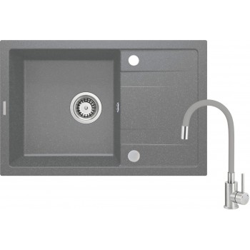 Granite sink with 1-bowl faucet with drainer
