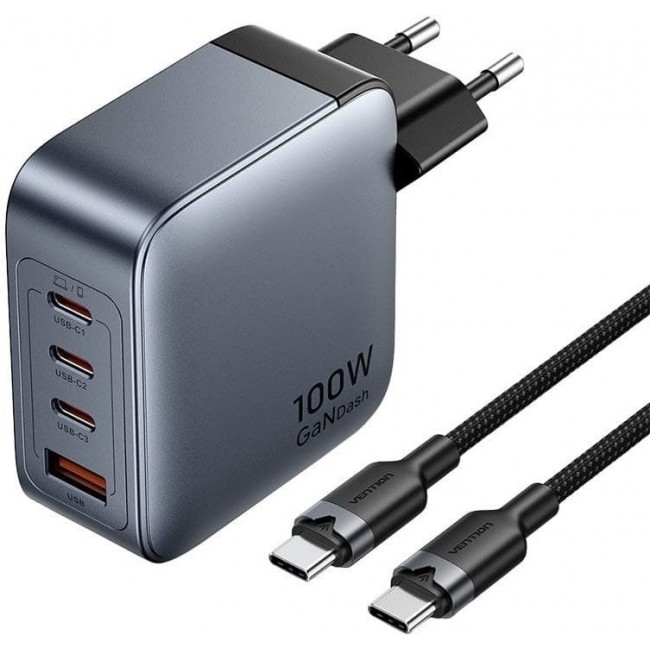 Vention 100W charger 1xUSB-A 3xUSB-C + cable