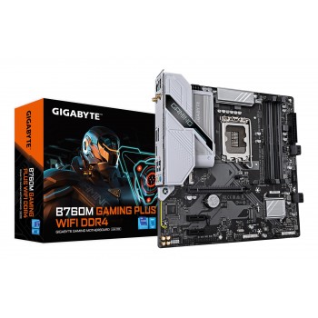 GIGABYTE B760M GAMING PLUS WIFI DDR4 Motherboard - Supports 14th Gen. Intel Core CPUs, 4+1+1 phases VRM, up to 5333MHz DDR4 (OC), 2xPCIe 4.0 M.2, Wi-Fi 6, 1 GbE LAN, USB 3.2 Gen 1