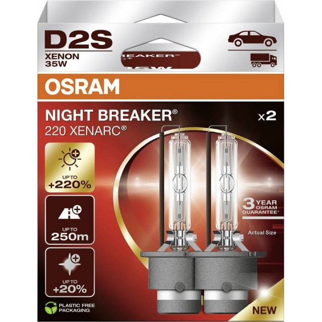 Bulb (Set of 2 pcs) D2S 85V 35W P32D-2 XENARC NIGHT BREAKER 220, white 4500K