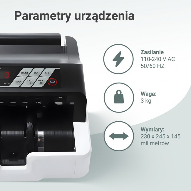 Extralink LOCKSTAR PROFESJONALNA LICZARKA NOMINALOWA DO BANKNOT W UV, IR, MG X-300 Banknote counting machine White Extralink LOCKSTAR PROFESJONALNA LICZARKA NOMINALOWA DO BANKNOT W UV, IR, MG X-300 Banknote counting machine White