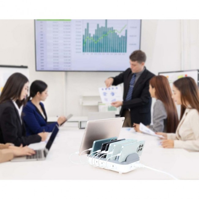 Manhattan 10-port USB-C Charging Station, USB-C Output: 10x 20W, Max 200W, Mains AC power (inc US/EU/UK adapters)