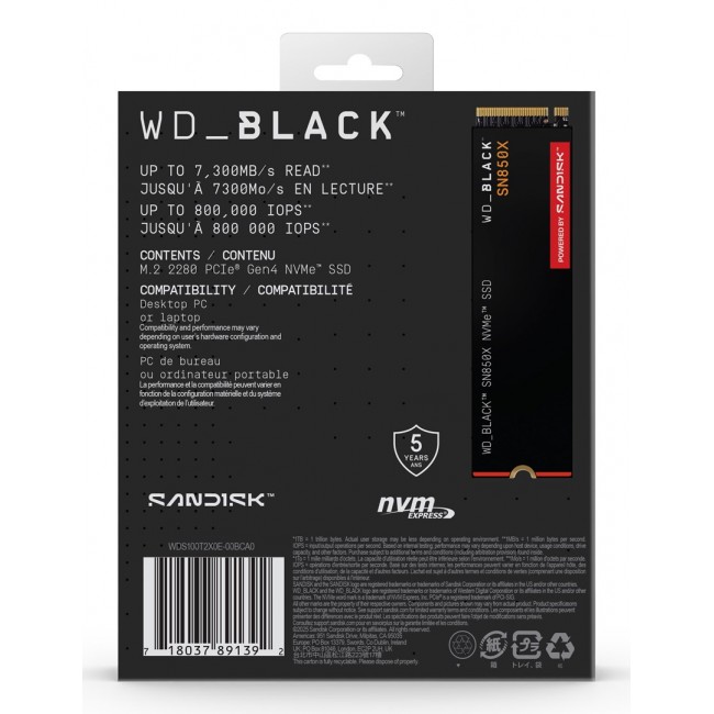 Western Digital Black WD_BLACK SN850X NVMe SSD POWERED BY SANDISK 1 TB