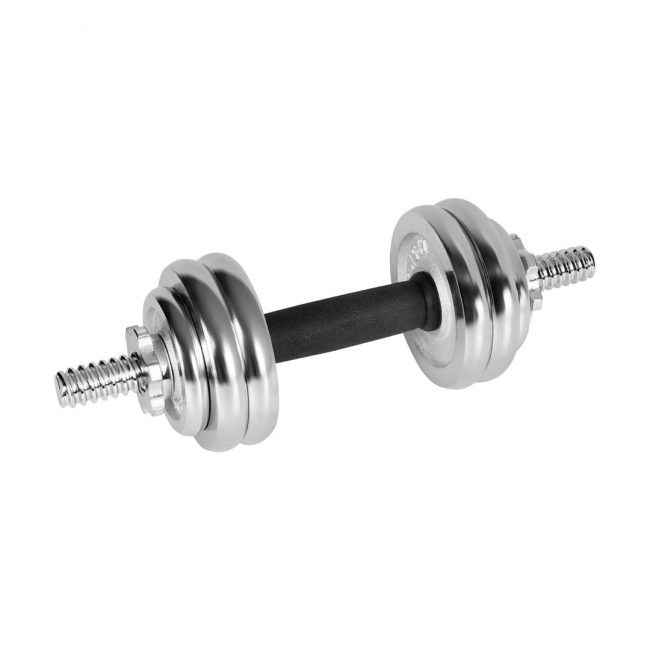 REBEL ACTIVE Chrome Adjustable Dumbbells in a Case 15 kg with Barbell