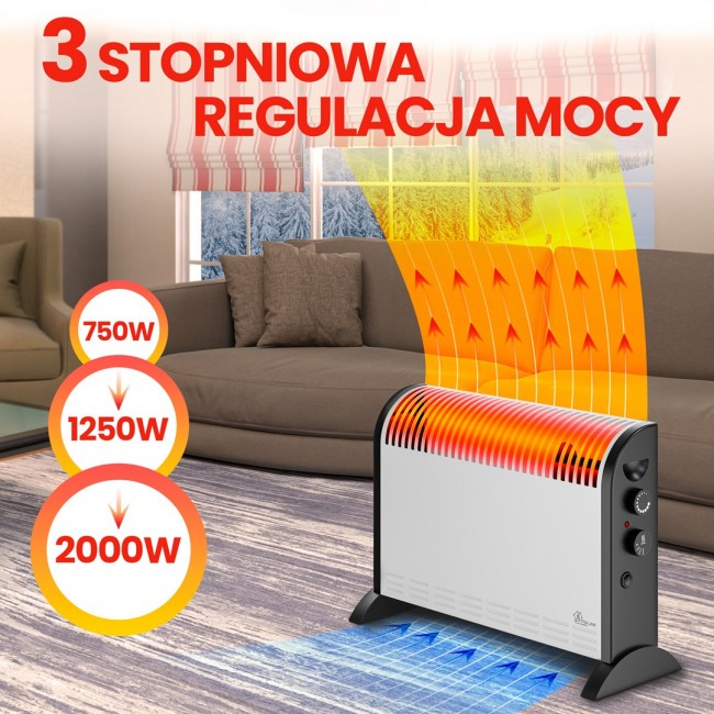 Extralink Convector heater LCV-06 2000W, 3 modes, thermostat, fan