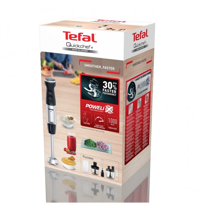 Tefal Quickchef+ HB67G830 blender 0.8 L Immersion blender 1000 W Black, Stainless steel