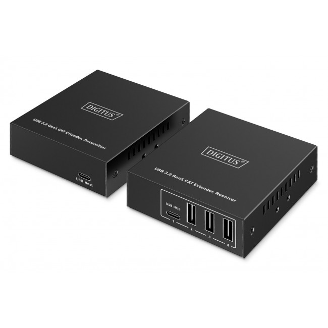 Digitus USB 3.2 Gen1 CAT Extender, 5 Gbps, 4 ports: 3x USB-A / 1x USB-C, 100m Digitus USB 3.2 Gen1 CAT Extender, 5 Gbps, 4 ports: 3x USB-A / 1x USB-C, 100m