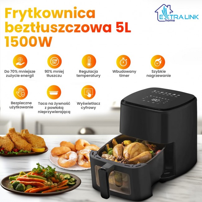 Extralink Home SJ-500 5L Single 1500 W Hot air fryer Black