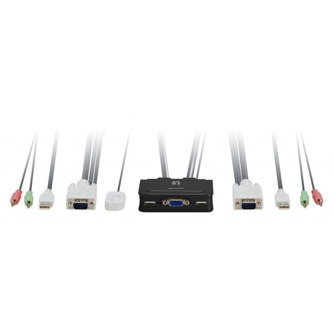 LevelOne 2-Port USB VGA Cable KVM Switch, audio support