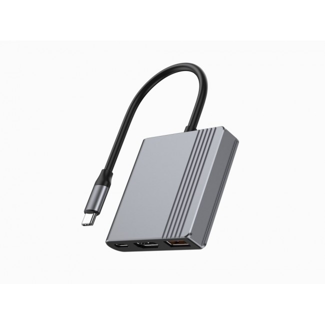 Gembird A-CM-COMBO3-05 USB Type-C 3-in-1 multi-port adapter (USB port + HDMI + USB-C video), space grey