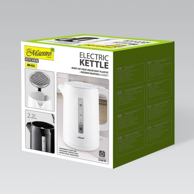 Maestro MR-022 electric kettle 2.2 L 2200 W (MR-022-WHITE) White Maestro MR-022 electric kettle 2.2 L 2200 W (MR-022-WHITE) White