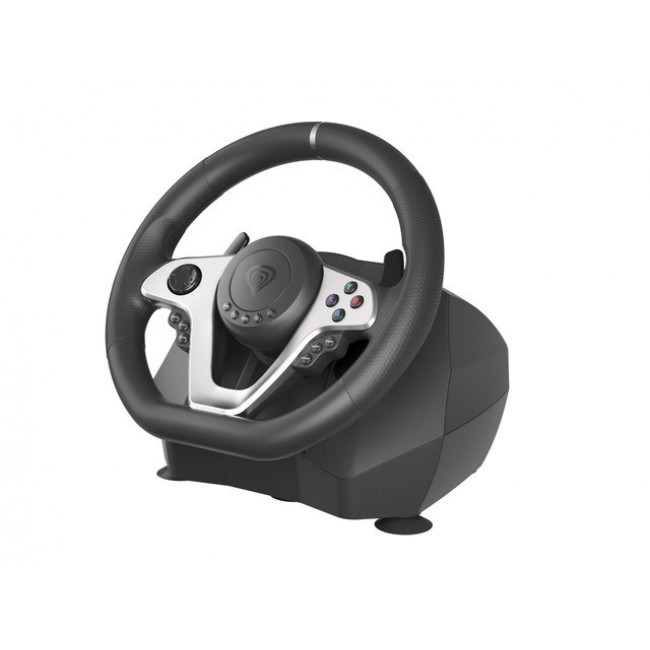 GENESIS Seaborg 400 Black, Silver USB Steering wheel + Pedals Nintendo Switch, PC, PlayStation 4, Playstation 3, Xbox 360, Xbox One, Xbox One S, Xbox One X