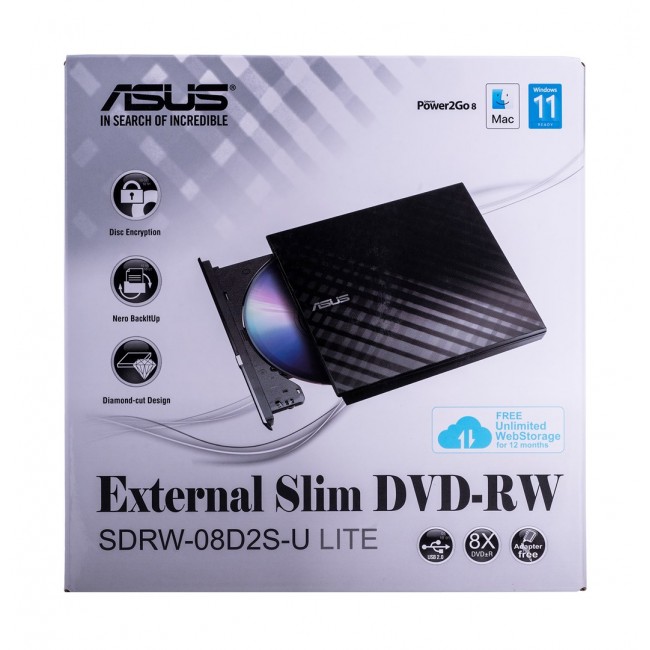 ASUS SDRW-08D2S-U Lite optical disc drive DVD RW Black