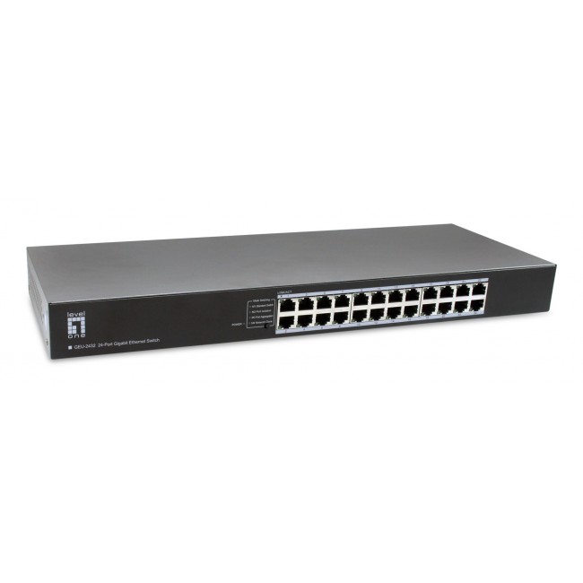 LevelOne GEU-2432 24-Port Gigabit Ethernet Switch, 4-Mode DIP Button, 19