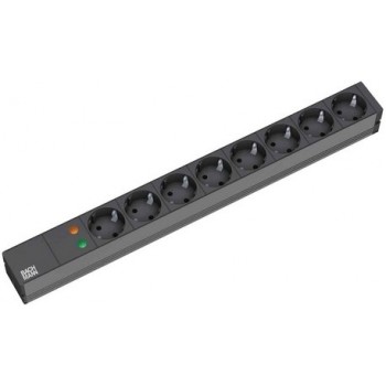 Bachmann 19'' 2m 8x Schuko H05VV-F 3G 1.50mm power extension 8 AC outlet(s) Black