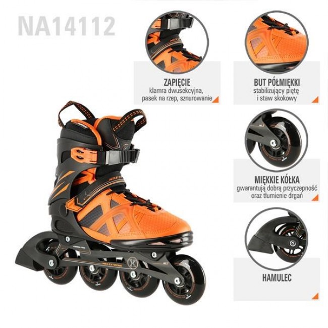INLINE SKATES NILS EXTREME NA14112 BLACK-ORANGE SIZE. 38