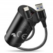 Car charger 1 X USB QC3.0 18W black + cable USB-C 1m