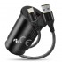 Car charger 1 X USB QC3.0 18W black + cable USB-C 1m