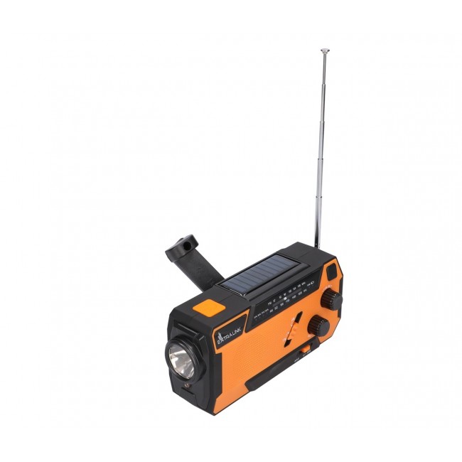 Extralink RADIO AWARYJNE SOLARNE Z KORBKA DYNAMO POWERBANK 4000MAH Z LATARKA SOS SR-4000 Portable Analog Black, Orange
