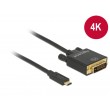 DeLOCK 2m, USB-C/DVI 24+1 USB graphics adapter 3840 x 2160 pixels Black