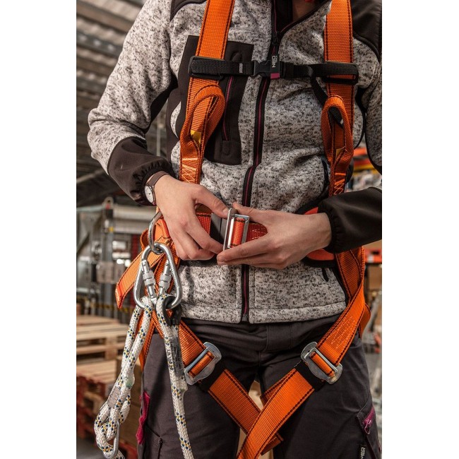 Belay kit with waist belt and shock absorber Belay kit with waist belt and shock absorber