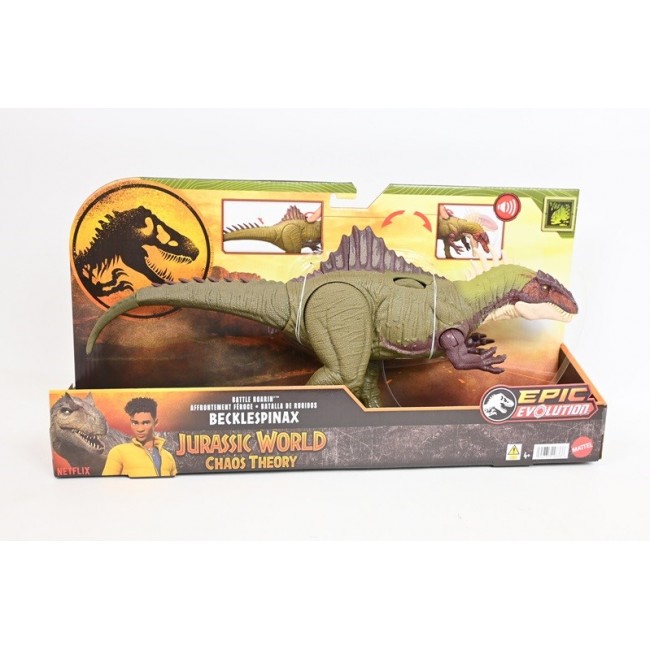 Jurassic World Chaos Theory Battle Roarin Becklespinax Dinosaur Action Figure Toy, Rampage Strike