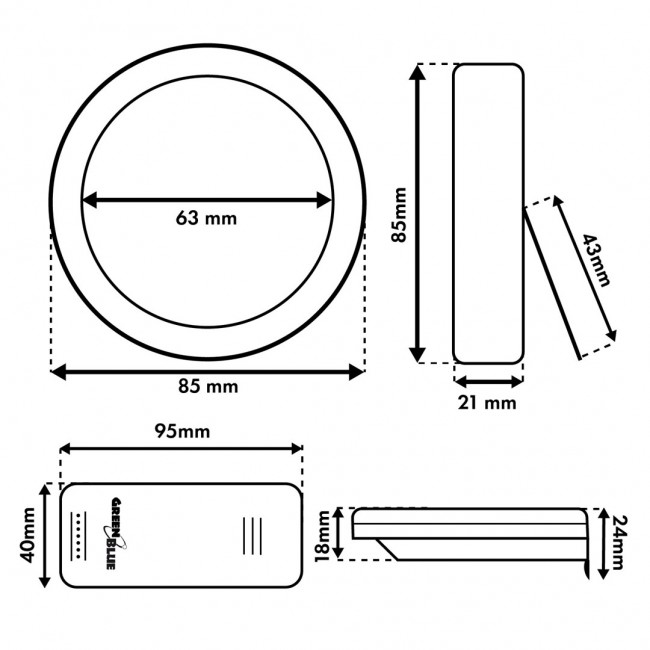 GreenBlue wireless weather station, IN/OUT temperature, clock, C/ F selectable, range up to 60 m, GB162