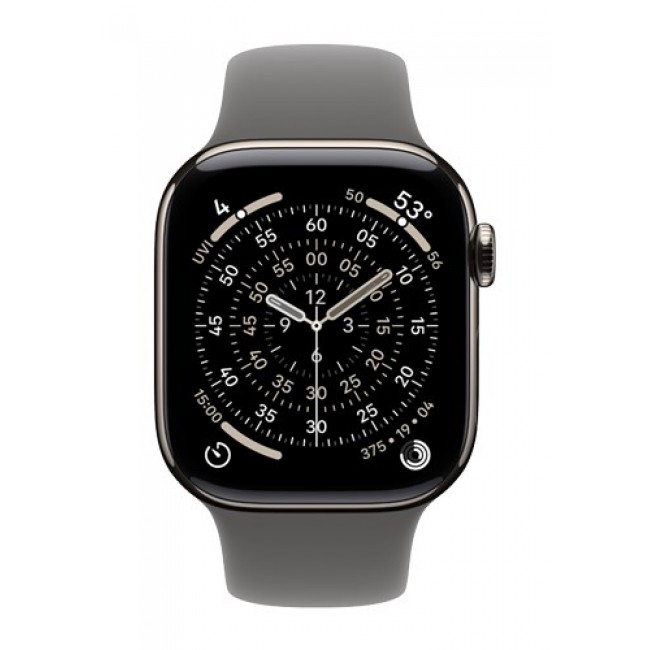 Apple Watch Series 11 GPS + Cellular 46mm Natural Titanium Case with Stone Grey Sport Band - M/L