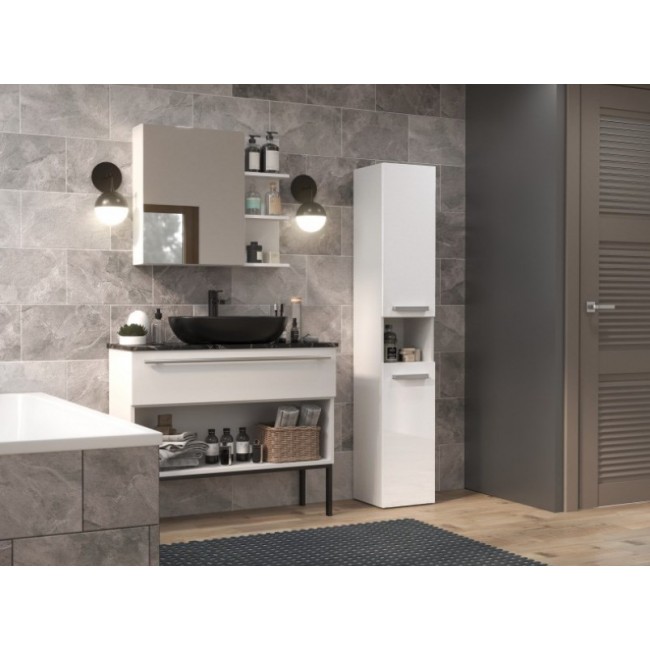 Bathroom cabinet NEL I 31x30x174 cm, white, glossy