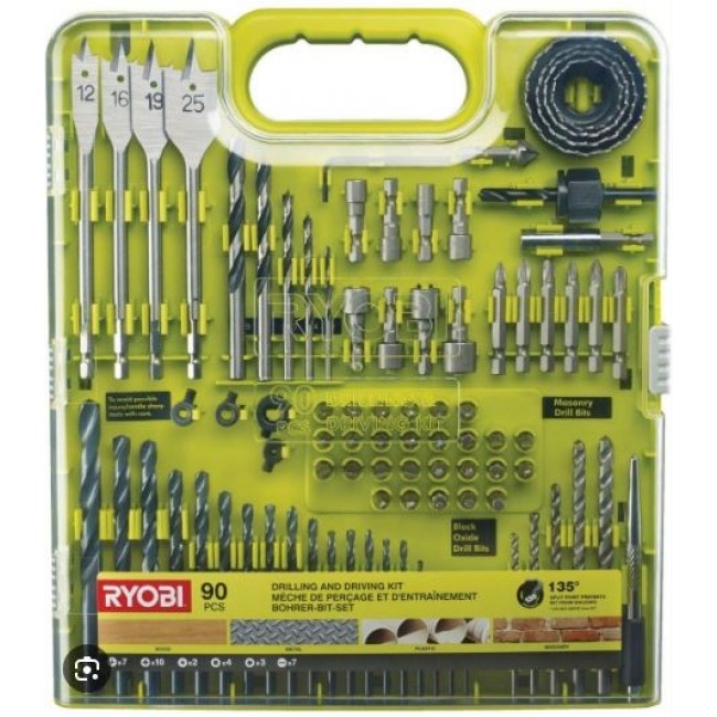 Ryobi Drill and Drive Accessory Set, 90 pcs Ryobi Drill and Drive Accessory Set, 90 pcs