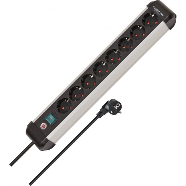 Brennenstuhl 1391030800 power extension 3 m 8 AC outlet(s) Indoor Black, Silver