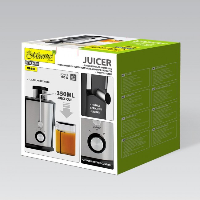 Feel Maestro MR-802 Juicer 700 W Black, Silver Feel Maestro MR-802 Juicer 700 W Black, Silver