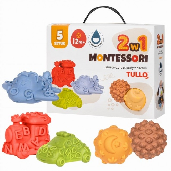 Tullo Sensory vehicles with balls Montessori educational set, 5 pieces Tullo Sensory vehicles with balls Montessori educational set, 5 pieces
