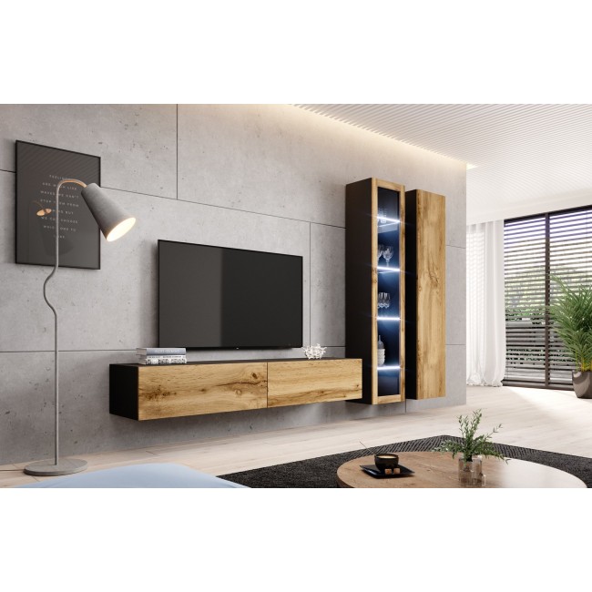 Cama glass-case VIGO '180' 180/40/30 black/wotan oak