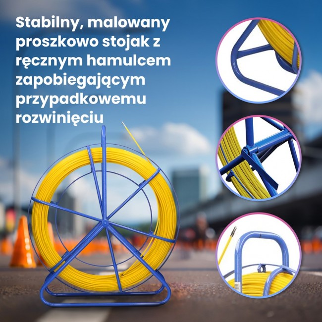 Extralink Pilot 8mm 75m | Pilot do przeciągania kabli | w kno szklane FRP, r. 8mm, d . 75m, ty (EX.30899)