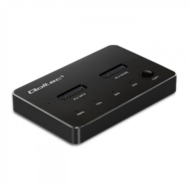 Qoltec M.2 SSD Docking Station | NVMe| SATA | USB-C | DUAL 2 x 2TB