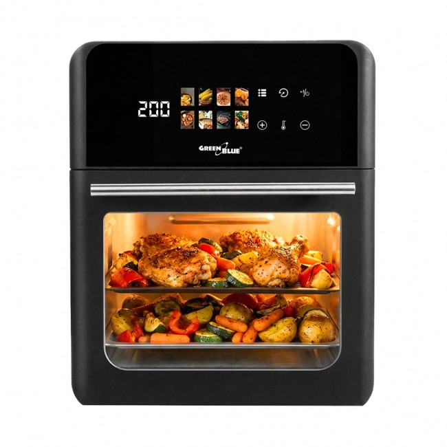 GreenBlue AIR FRYER Oil-Free Air Fryer, 1800W, 10L capacity, 8 programs, accessories, timer, GB950