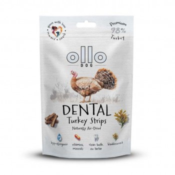 OLLO Air Dried Dental Turkey Strips - dog treat - 80g