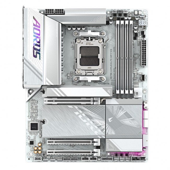 GIGABYTE X870E AORUS ELITE WIFI7 ICE Motherboard - Supports AMD Ryzen 9000 CPUs, 16+2+2 Phases Digital VRM, up to 8200Hz DDR5 (OC), 3xPCIe 5.0 + 1xPCIe 4.0, Wi-Fi 7, 2.5GbE LAN, USB 4 GIGABYTE X870E AORUS ELITE WIFI7 ICE Motherboard - Supports AMD Ryzen 9000 CPUs, 16+2+2 Phases Digital VRM, up to 8200Hz DDR5 (OC), 3xPCIe 5.0 + 1xPCIe 4.0, Wi-Fi 7, 2.5GbE LAN, USB 4