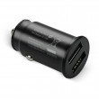 Car charger 2 X USB 12W black + cable USB-C 1m