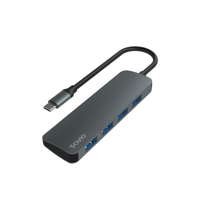 SAVIO Hub USB-C - 4 x USB-A, AK-54