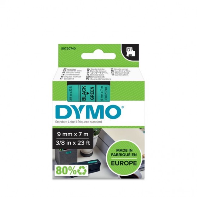 DYMO D1 Standard - Black on Green - 9mm DYMO D1 Standard - Black on Green - 9mm