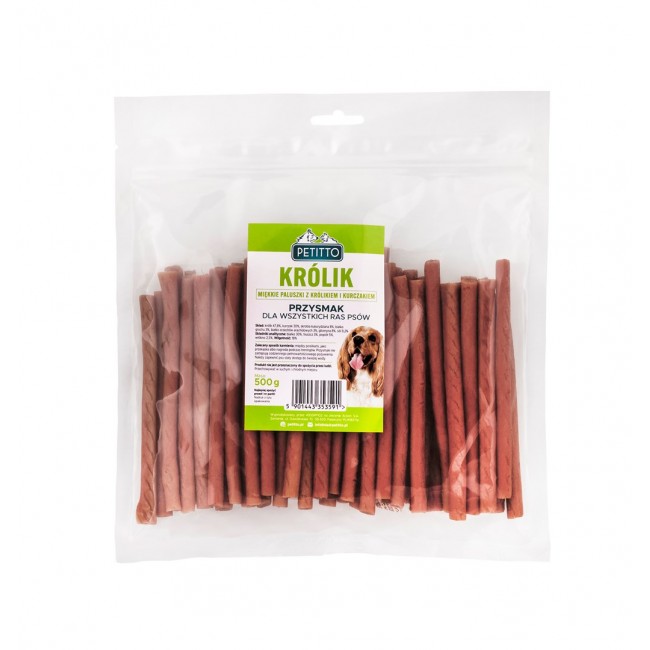 PETITTO Soft rabbit fingers - dog treat - 500g PETITTO Soft rabbit fingers - dog treat - 500g
