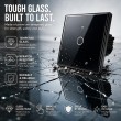 Qoltec 52711 Smart Touch 1-Gang Light Switch | Wi-Fi | Timer | Tuya | Smart Life | Tempered Glass | Black