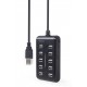 Gembird UHB-U2P10P-01 10-port USB 2.0 hub, black