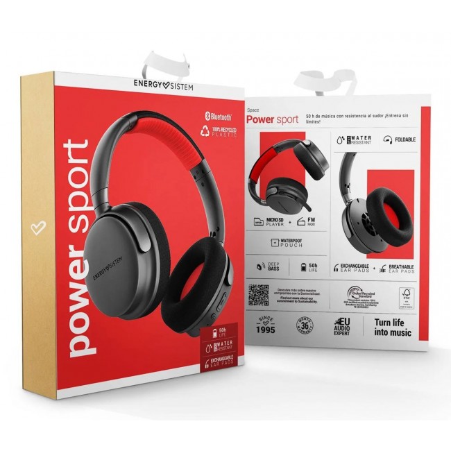 Energy Sistem Power Sport Headset Wired & Wireless Head-band Sports USB Type-C Bluetooth Black, Red